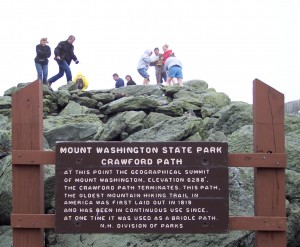 sign at end of Crawford Trail at Mt. Washington summit