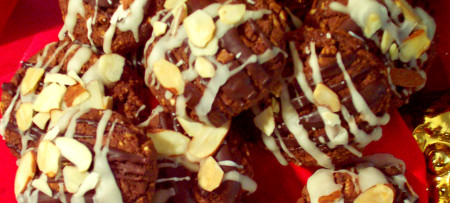 Holiday Joy Cookies with Almonds and Chocolate Drizzle