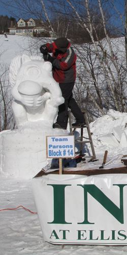 Snow Sculpting in Progress Snow Sculptor at work