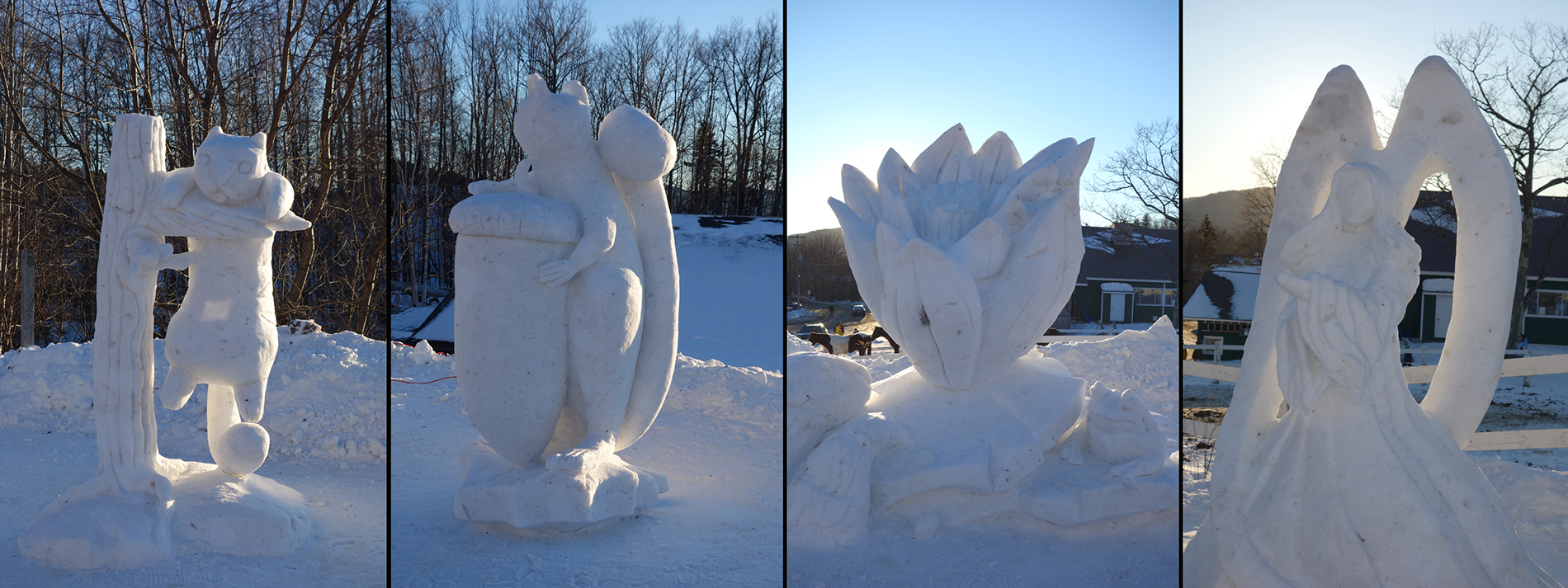 Collage of four snow sculptures 2013.